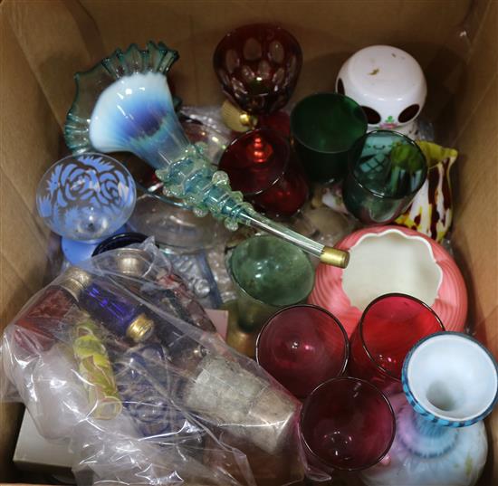 Assorted coloured glassware